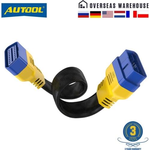 AUTOOL Car OBD2 II Enhanced Flexible Extension Male to Female Cable for Launch Easydiag/THINKDIAG/THINKDRIVER/ELM327 OBDII Cable