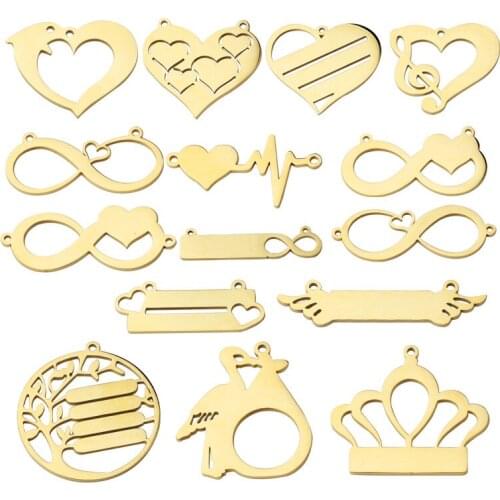 2pcs Stainless Steel Gold-plated 8 Shape Infinite Love Musical Note Crown Connector Jewelry Making Bracelet Necklace Accessories