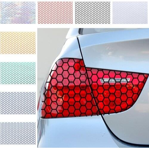 Creative Accessories Reflective Material Auto Car Styling Car Rear Tail Light Cover Tail-lamp Decal Honeycomb Sticker