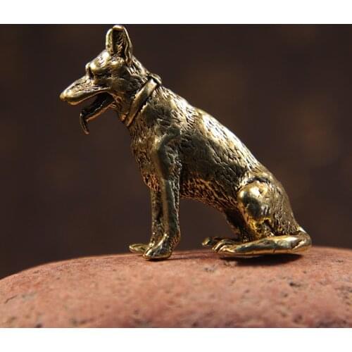 Brass Lucky Fortune Dog Home Decoration Small Ornaments Little Puppy Bronze Chinese Desktop Mini Figurines Copper Wolf Tea Pets