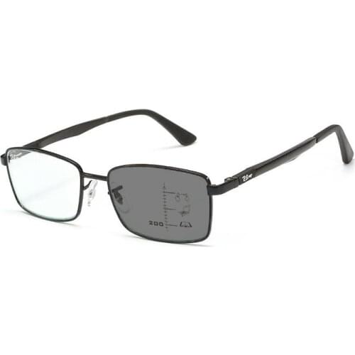 Fashion Aluminum Magnesium Women Photochromic Progressive Multifocal Reading Glasses Men Rectangle Fishing Presbyopic Sunglasses