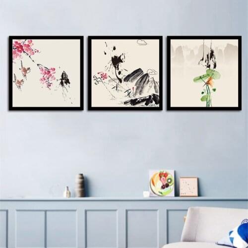 3 Pcs Chinese style ink KIT Canvas Painting Modern Home Decoration Living Room Bedroom Canvas Print Painting Wall Decor Picture