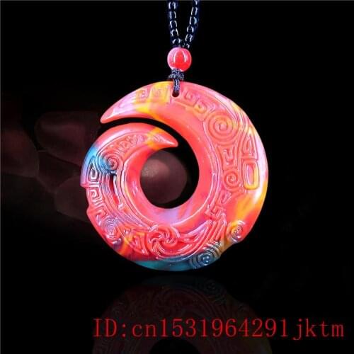Jade Rune Pendant Necklace Natural Women Double Sided for Charm Chinese Colour Carved Jadeite Gifts Jewelry Men Amulet Fashion