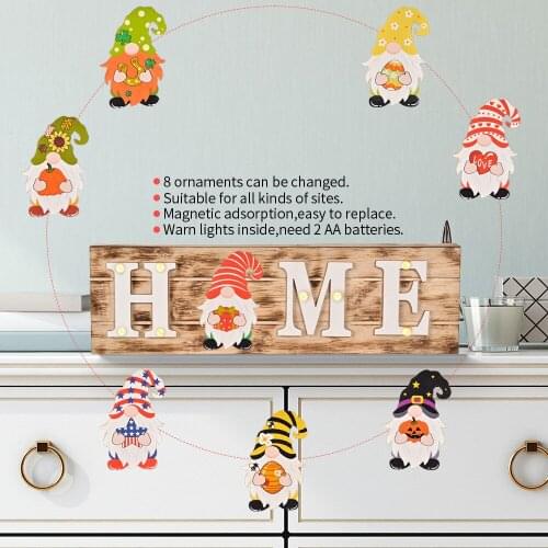 New Christmas Decoration Christmas Wooden Square Door with Lamp Doorplate Hanging Rudolph Exchangeable Accessories Doorplate