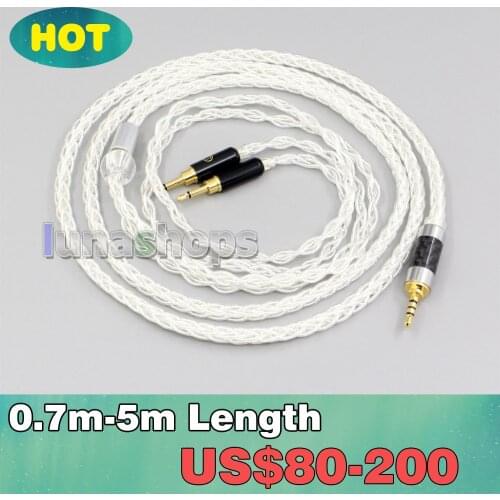 New Pin 99% Pure Silver 8 Core Headphone Earphone Cable For Abyss Diana Acoustic Research AR-H1 Advanced Alpha GT-R Zen LN006461