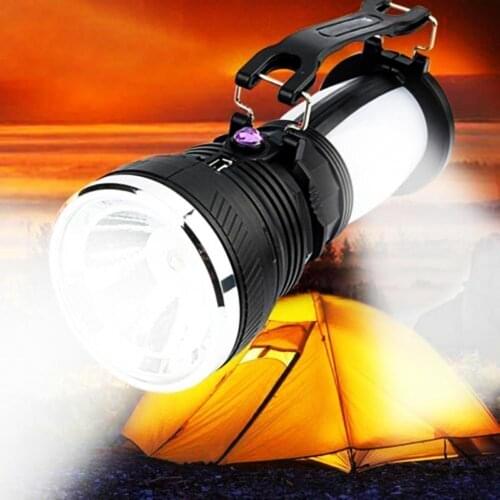 Outdoor Camping Solar Energy Super Bright LED Torch Light Searchlight Flashlight for Camping Hiking Camping Equipment tool