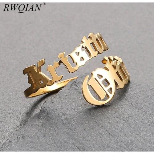 Custom Two Name Rings Multifont Personalized Baby Names Couples Names on Ring Mom Gifts Mother Daughter Jewelry Family Ring