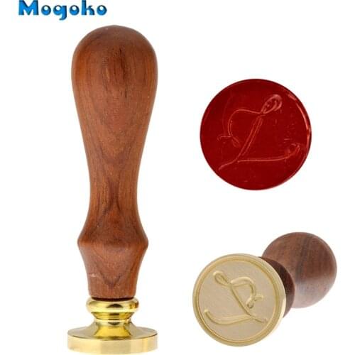 Mogoko 1x Wax Seal Stamp 26 Handwriting Letter A-Z X Y Alphabet Initial Retro Wood Decorative Invitation Antique Sealing Stamp