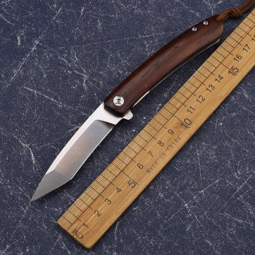 14C28N Blade Rosewood Handle Folding Camping Hunting Outdoor Rock Climbing Pocket Fruit Knife Christmas Gift EDC Tool