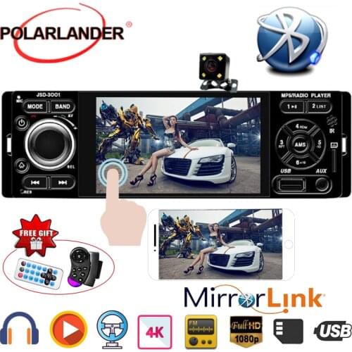 Stereo Bluetooth Car MP5 Player Touch Screen Mirror Link for Andriod Microphone Rear view camera 4" 1 Din USB AUX auto audio