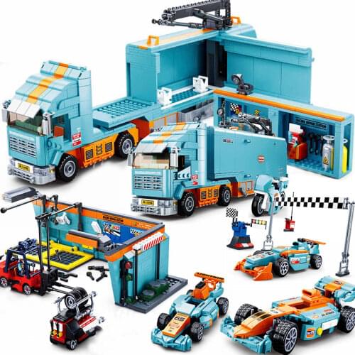 City Speed Champions equation 1 F1 Car station Truck van maintenance model kits kid toy technical compatible Super Racers