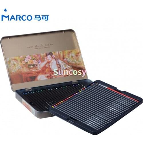 Marco 3220 24/36/48 colors High Quality Water Color Pencils,Tin Box Different Colours Colored Black Wooden Pencils Art Supplies