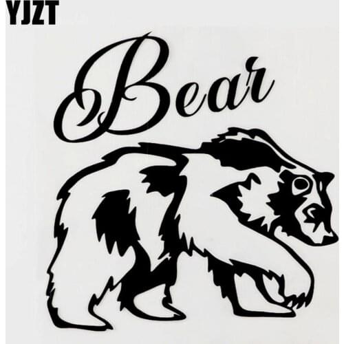 YJZT 13.3CM×13.6CM Fashion Car-styling Animal Bear Vinyl Decal Car Sticker Black/Silver 8C-0423