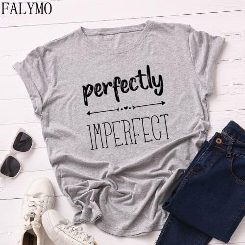 Women Cotton T-Shirt Top Graphic Tee Female Summer Short Sleeve Tops Tees Girls Funny Letter Perfectly Print T-Shirts