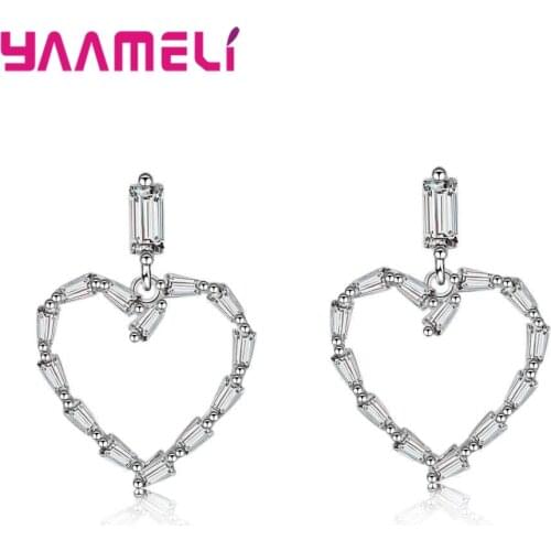 Free shipping Love Sweet Genuine 925 Sterling Silver Dangle Drop Earrings Women Fashion Wedding Earrings Wholesale