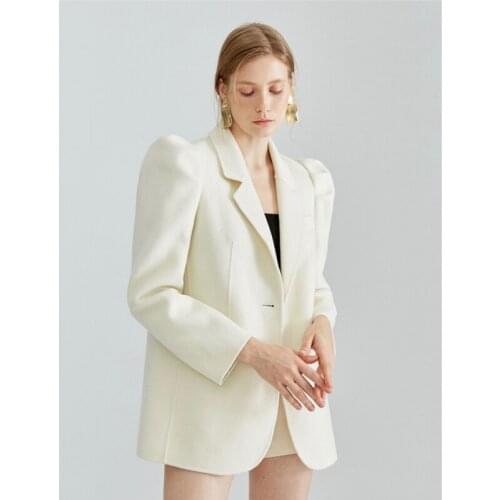 New 11.6 Autumn Winter Temperament Fashion Puff Sleeve Blazer Coat Double-sided Wool High End Overcoat Outerwear