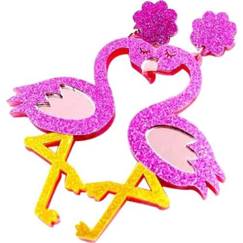 1pair) HP012-Acrylic Flamingo Dangle Earrings Rainbow Summer Earrings Acrylic Earrings