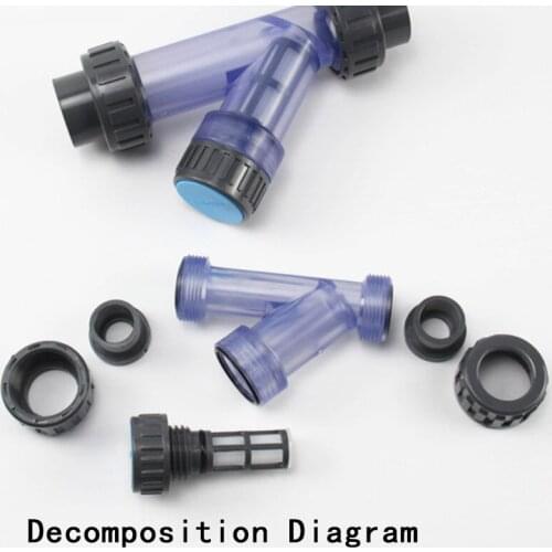 1pc Transparent UPVC Y-Type Filter Aquarium Fish Tank PVC Pipe Connector Irrigation Filters Garden Water Pipe Connectors