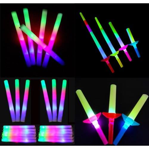 10/20PCS/Set LED Foam Glow Sticks Light-Up Soft Rally Rave Glow Wands Multicolor Cheer Flashing Tube Concert Festivals Party