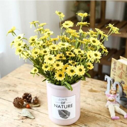 10pcs Artificial PE Daisy Flower arrangement For Plant Wall Background Wedding Party Home Office Bar Decorative