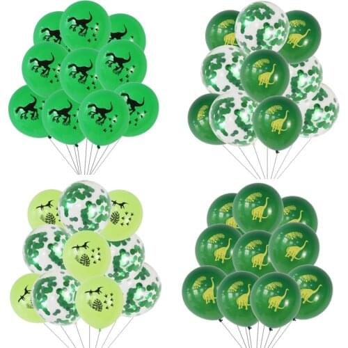 10Pcs 12inch Dinosaur Confetti Latex Balloons Jungle Wild Animal Party Decorations Birthday Balloon Baby Shower Air Balls Globos