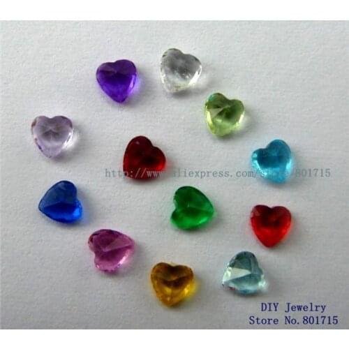 12pcs mix color 4mm birthstone heart floating locket glass charm for memory love locket as Mom Dad sister brother grandma gift