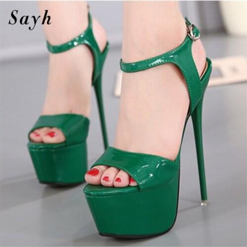 16CM Super High Heel Woman Sandals Lady Stiletto Platform Sexy High Heels Stripper Platform Party Clubwear Shoes size 46