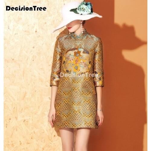 2021 chinese dress vintage chinese traditional embroidery qipao dress for women traditional chinese bride wedding dress