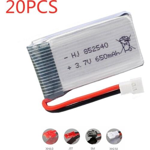 3.7V 650mAh 852540 Lipo Battery For SYMA X5C X5 X5C-1 H5C X5SW drone spare parts 3.7V Rechargeable Lithium Battery 20pcs
