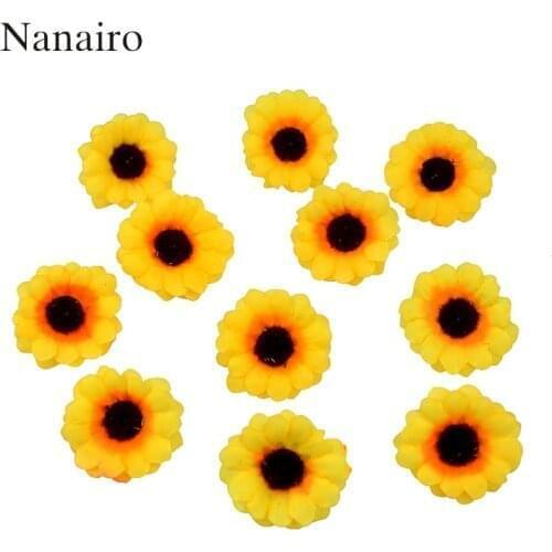 30pcs 4cm Mini Silk Sunflower Artificial Flower Head For Wedding Box Decoration Headmade Scrapbooking Accessories Fake flowers