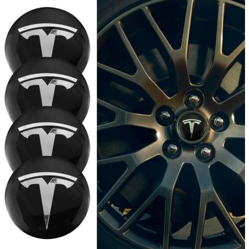 4Pcs Car Wheel Center Hub Caps Emblem Protective Stickers Accessories For Tesla Model 3 Model X Model S