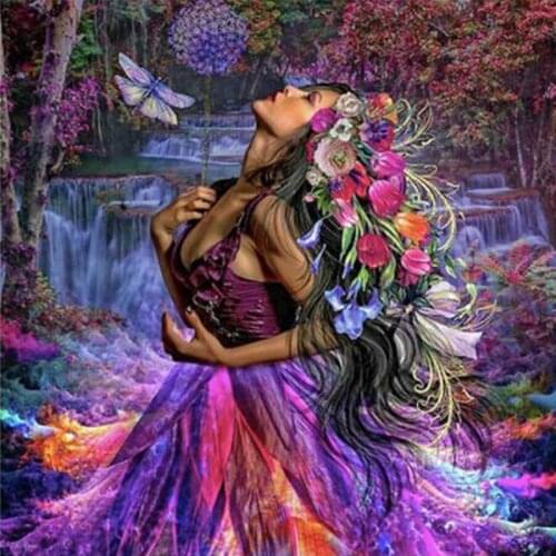 5D Diamond Painting Full Circle Diamond Mosaic Portrait Diy Diamond Embroidery Woman Flower Cross Stitch Kit Painting by Number