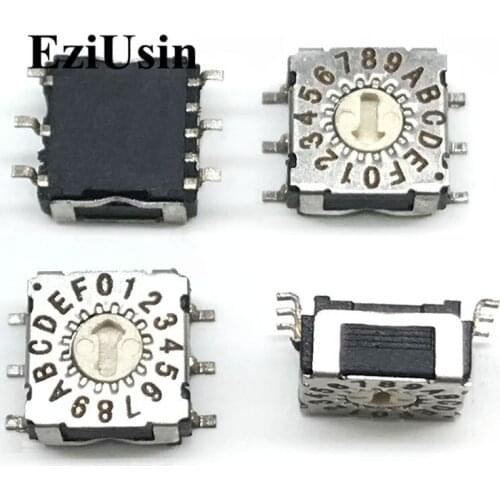 7*7 0-F 16 Rotary Coding Knob Switch DIP 6pins 0mm Shank 3:3 PCB Switching R7M3-16R 6P Little size SMD