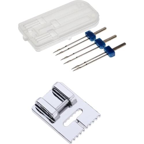 9 Groove Pintuck Foot + 3 Sizes Double Twin Needle for Brother Singer Janome