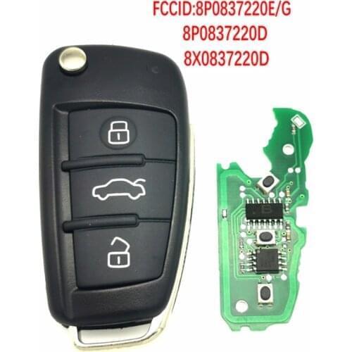 ITSkey Car Remote Key For Audi A3 TT S3 A4 S4 Part Number 8P0837220D 434/315Mhz 48 Chip Auto key With HU66 Blade