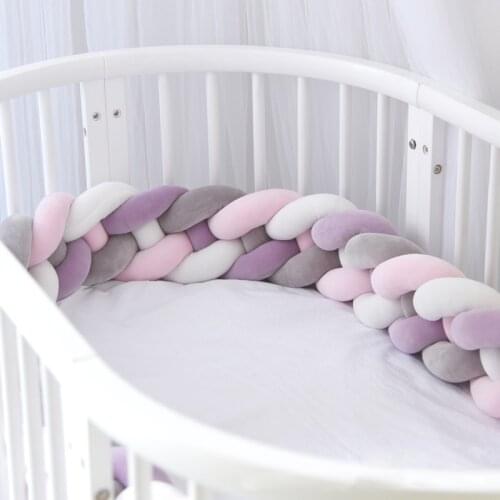 2.2M/3M 4 Knotted Crib Bumpers Handmade Nodic Knot Newborn Bed Bumper Sides in the Crib Bed Barrier Baby Room Decor ZT93