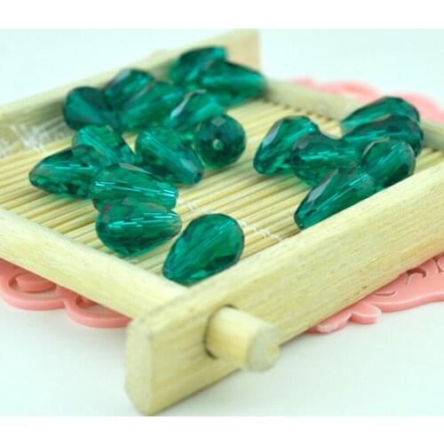 60pcs Teardrop Crystal Jewelry Bead 8x12mm Deep Transparent Green Briolette Water Drop Glass Bead For Jewelry Making Accessories