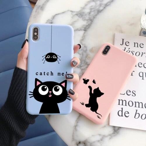 Cartoon Cat Cover For Samsung Galaxy S21 S8 S9 S10 S20 FE Plus Note 20 Ultra A21S A12 A50 A70 A51 A71 A31 A41 Silicone Case Bags