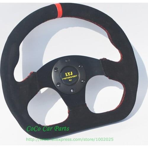 D Style Universal Suede Leather Car Steering Wheel
