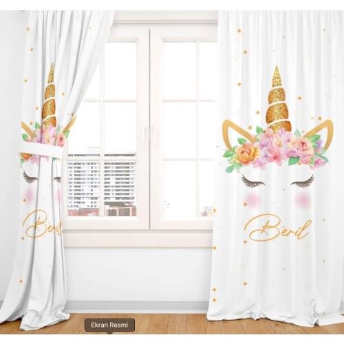 Personalized Unicorn Decorative Backdrop Curtain, Can Be Personalized Design change yapılabilir NAME Kid Baby Room Backdrop Curtain