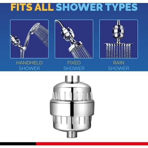 Shower Filter For Hard Water Bath Replaceable 15 Stage Filter Cartridge Shower Filter Hard Water Treatment Removes Chlorine