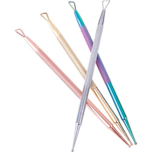Double-end Multifunction Push UV Gel Polish Remover Dotting Painting Manicure Nail Art Triangle Rod Cleaner Grinding Finger Tool