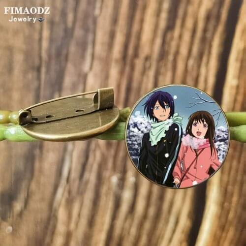 FIMAODZ Cosplay Noragami Brooch Metal Pins Yato Aragoto Figure Poster Glass Cabochon Bronze Vintage Unisex Lapel Bag Badge Pin