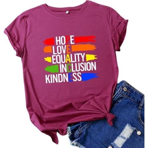 MK Hope Love Kindness Printed T-shirts Women Summer 2021 Graphic Tees Streetwear Shirts for Women Loose Short Sleeve Ladies Tops