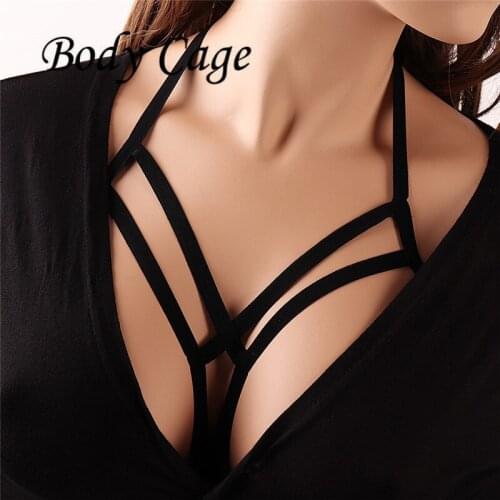 Body Cage sexy Rock Pub Girl Goth Lingerie Elastic Alluring Bustier Bandage bra cage cupless lingerie Bandage belt Crop Tops