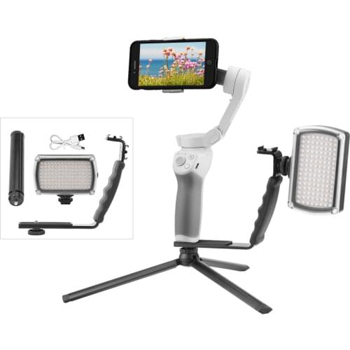 For DJI OM 4 LED Light L Shaped Handle Holder for DJI OSMO Mobile 2 3 Zhiyun Smooth 4 Feiyu Expansion Bracket Gimbal Accessories