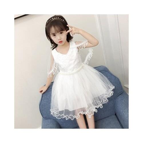 Summer new 4-9 year old girl baby small fresh mesh princess dress little girl dress shawl princess show dress