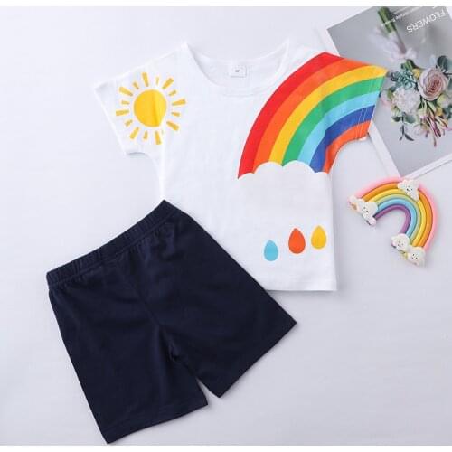 Summer Boys Girls Clothes Set Casual Kids Tops+ Pants Sport Suits 2pcs Tracksuit Outfits Childrens Clothing