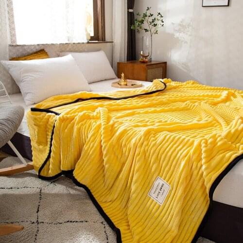 Thicken Fleece Fashion Cover Blanket Magic Fleece Contrast Color Edge Blanket Milk Fleece Warm Napping Blanket