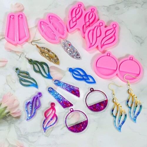 Set Earrings Epoxy Resin Mol Keychain Silicone Mould DIY Crafts Jewelry Pendant Casting Tools